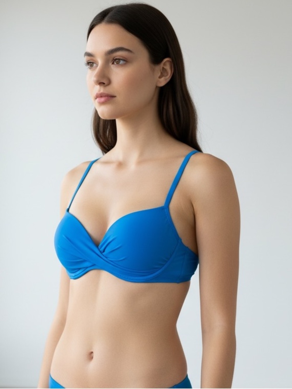 La Blanca Island Goddess Wrap Front Teal Bikini Top with Adjustable Straps